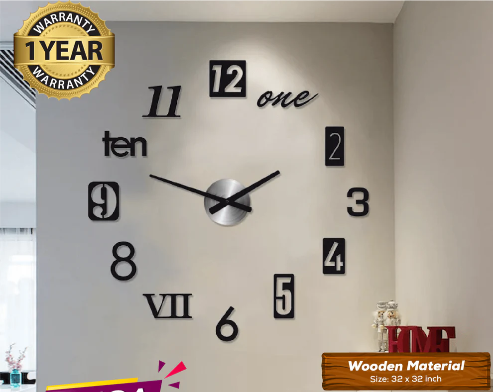 Wooden DIY Clock with 12-Inch Hands