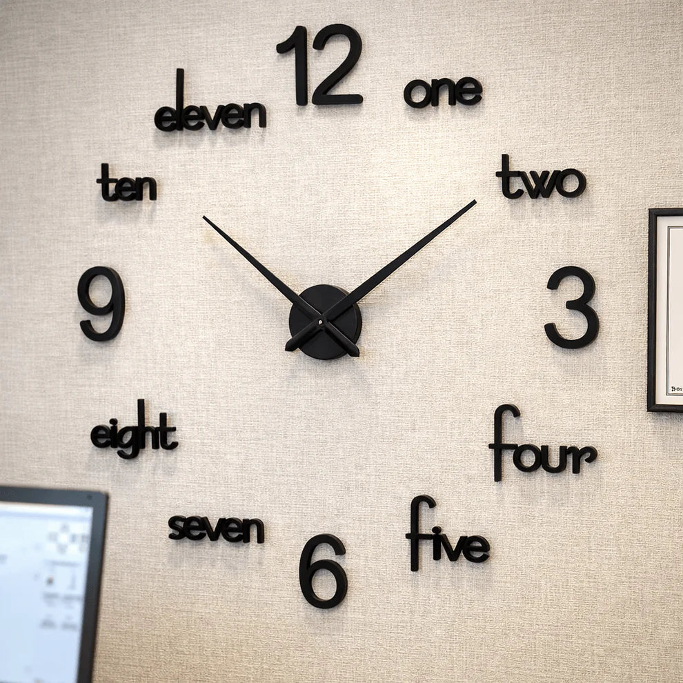 Large Wooden DIY Wall Clock with 12-Inch Hands