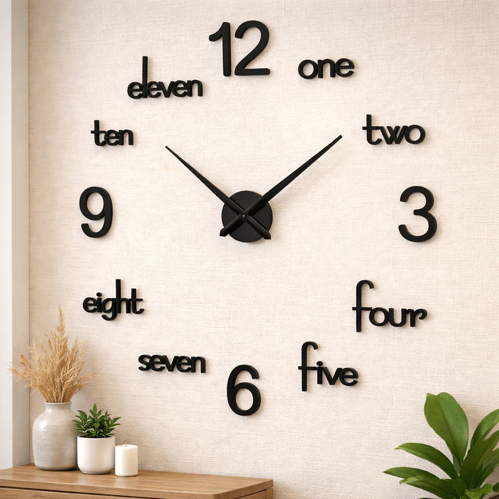 Large Wooden DIY Wall Clock with 12-Inch Hands